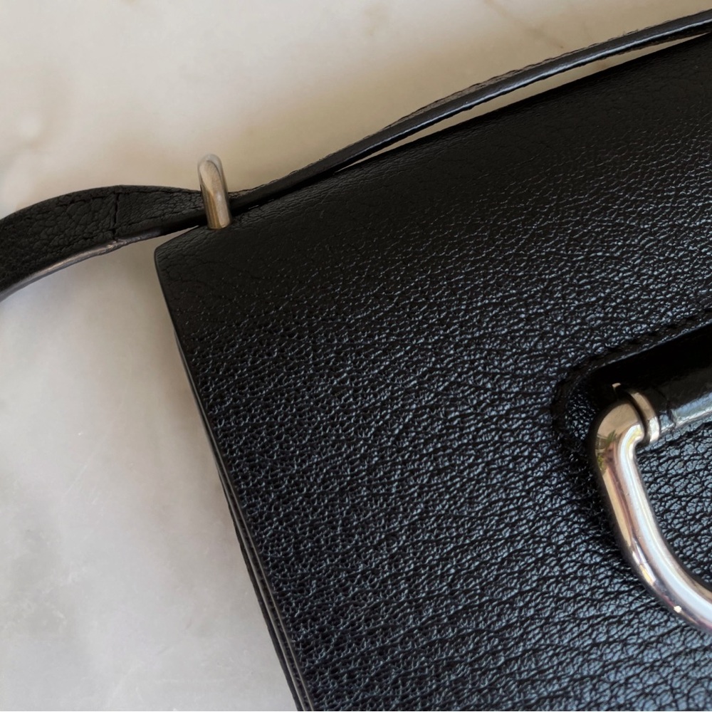 BURBERRY Classic Neutral Black Pebbled Leather D-Ring Mini Flap Crossbody Bag - Picture 10 of 17